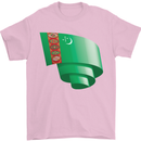 Curled Turkmenistan Flag The Turkmen Day Football Mens T-Shirt 100% Cotton Light Pink