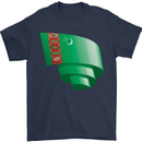 Curled Turkmenistan Flag The Turkmen Day Football Mens T-Shirt 100% Cotton Navy Blue