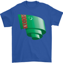 Curled Turkmenistan Flag The Turkmen Day Football Mens T-Shirt 100% Cotton Royal Blue