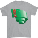 Curled Turkmenistan Flag The Turkmen Day Football Mens T-Shirt 100% Cotton Sports Grey