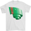 Curled Turkmenistan Flag The Turkmen Day Football Mens T-Shirt 100% Cotton White