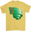 Curled Turkmenistan Flag The Turkmen Day Football Mens T-Shirt 100% Cotton Yellow