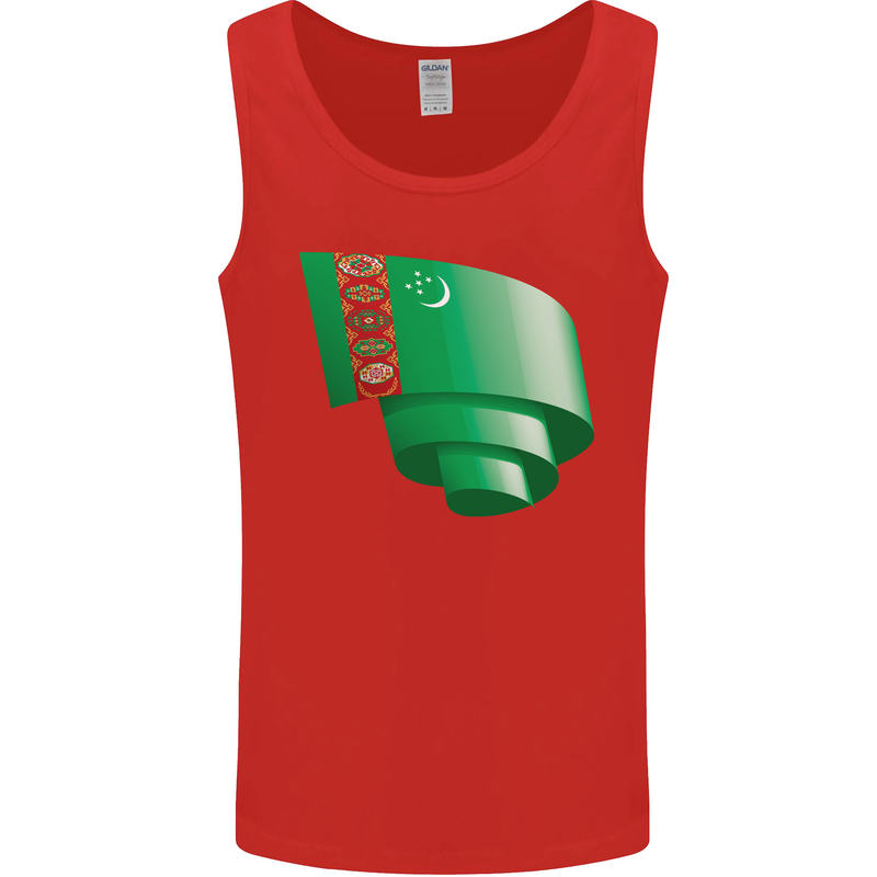 Curled Turkmenistan Flag The Turkmen Day Football Mens Vest Tank Top Red