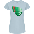 Curled Turkmenistan Flag The Turkmen Day Football Womens Petite Cut T-Shirt Light Blue