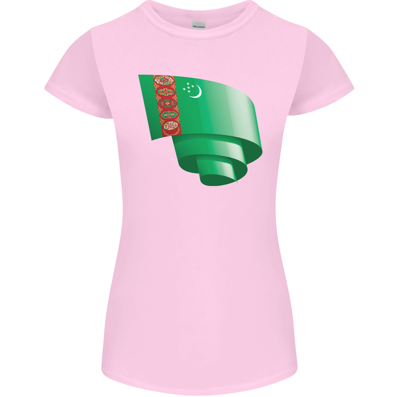 Curled Turkmenistan Flag The Turkmen Day Football Womens Petite Cut T-Shirt Light Pink