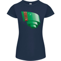 Curled Turkmenistan Flag The Turkmen Day Football Womens Petite Cut T-Shirt Navy Blue