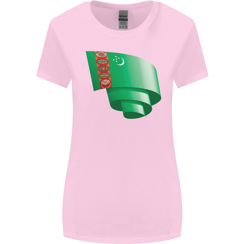 Curled Turkmenistan Flag The Turkmen Day Football Womens Wider Cut T-Shirt Light Pink