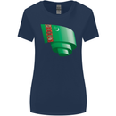 Curled Turkmenistan Flag The Turkmen Day Football Womens Wider Cut T-Shirt Navy Blue