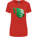 Curled Turkmenistan Flag The Turkmen Day Football Womens Wider Cut T-Shirt Red