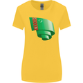 Curled Turkmenistan Flag The Turkmen Day Football Womens Wider Cut T-Shirt Yellow