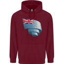 Curled Tuvalu Flag Tuvaluan Day Football Childrens Kids Hoodie Maroon