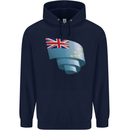 Curled Tuvalu Flag Tuvaluan Day Football Childrens Kids Hoodie Navy Blue