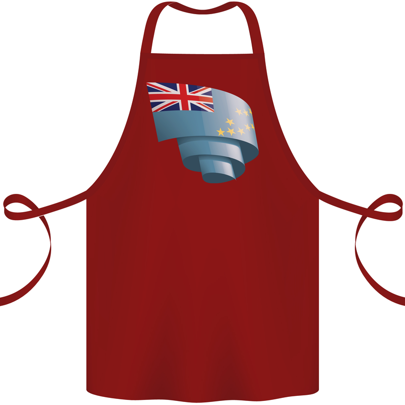 Curled Tuvalu Flag Tuvaluan Day Football Cotton Apron 100% Organic Maroon