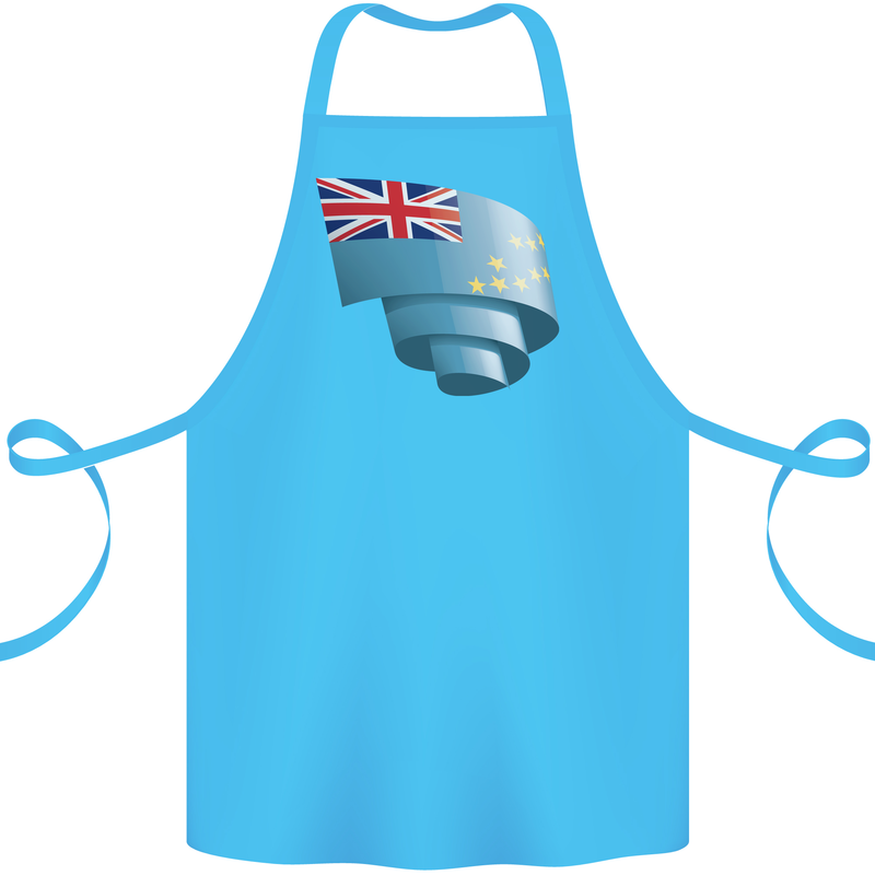 Curled Tuvalu Flag Tuvaluan Day Football Cotton Apron 100% Organic Turquoise