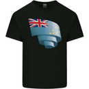 Curled Tuvalu Flag Tuvaluan Day Football Kids T-Shirt Childrens Black