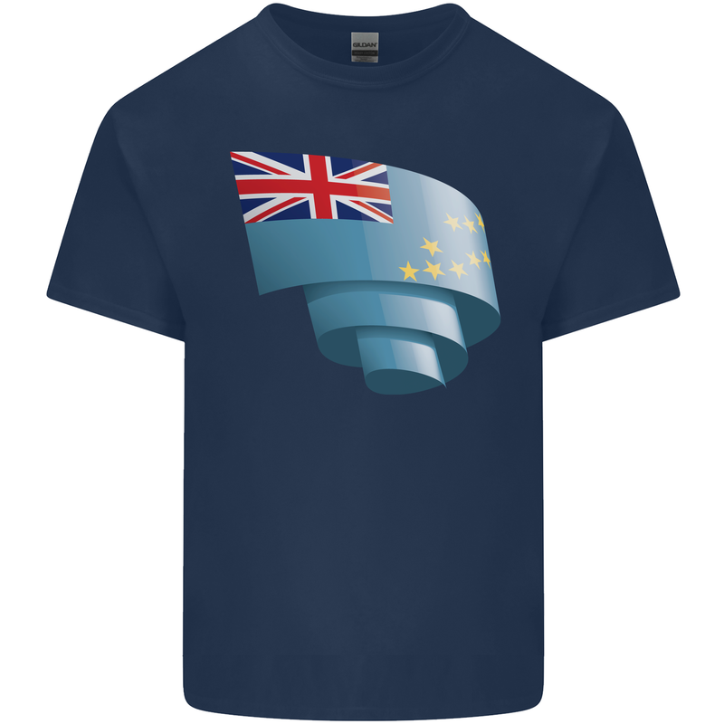 Curled Tuvalu Flag Tuvaluan Day Football Kids T-Shirt Childrens Navy Blue
