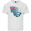 Curled Tuvalu Flag Tuvaluan Day Football Kids T-Shirt Childrens White
