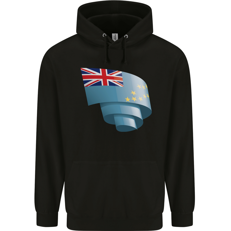 Curled Tuvalu Flag Tuvaluan Day Football Mens 80% Cotton Hoodie Black