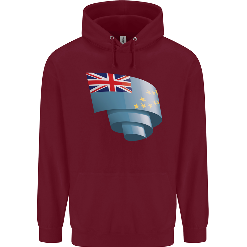 Curled Tuvalu Flag Tuvaluan Day Football Mens 80% Cotton Hoodie Maroon
