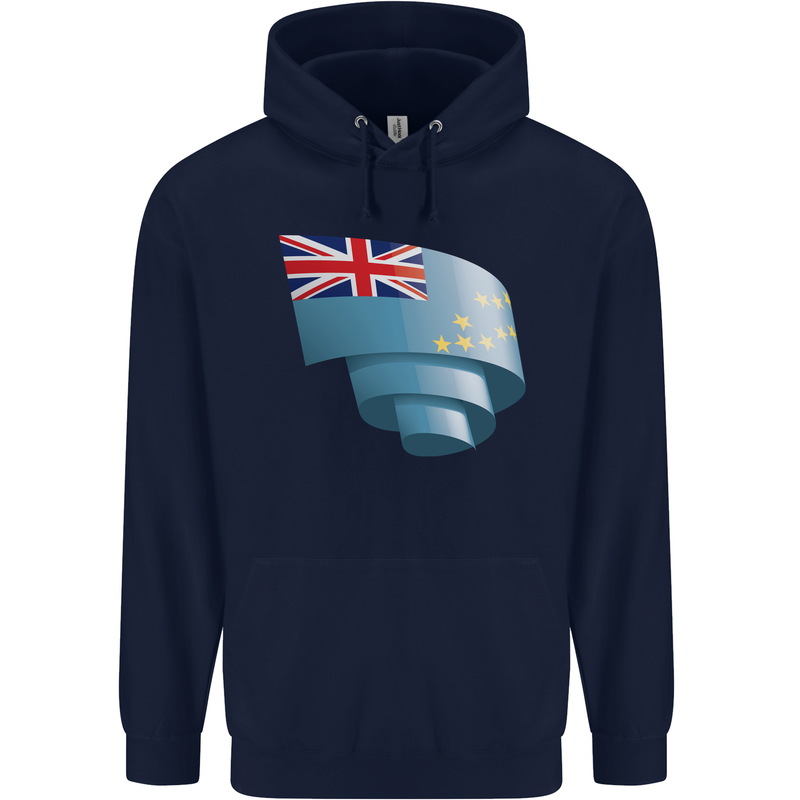 Curled Tuvalu Flag Tuvaluan Day Football Mens 80% Cotton Hoodie Navy Blue