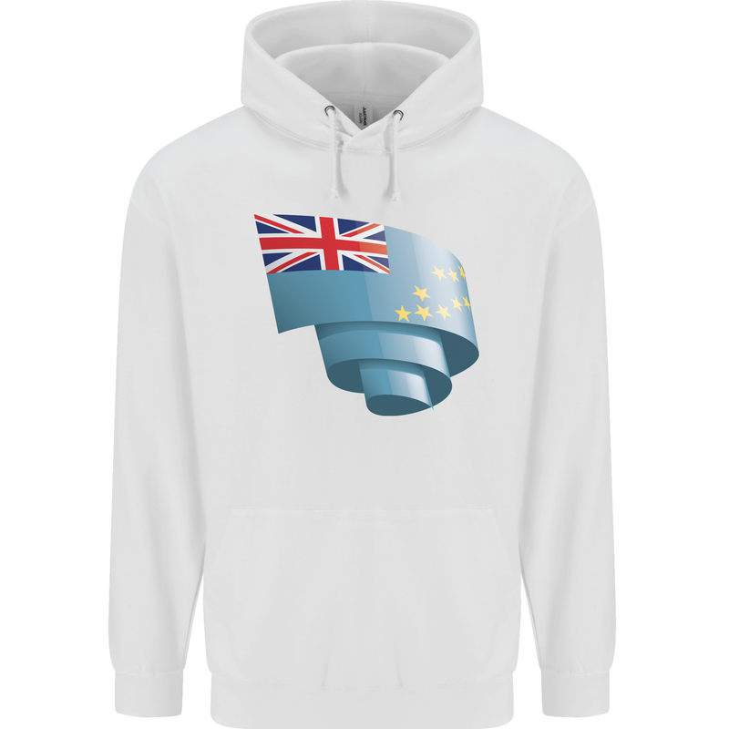 Curled Tuvalu Flag Tuvaluan Day Football Mens 80% Cotton Hoodie White
