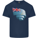 Curled Tuvalu Flag Tuvaluan Day Football Mens Cotton T-Shirt Tee Top Navy Blue