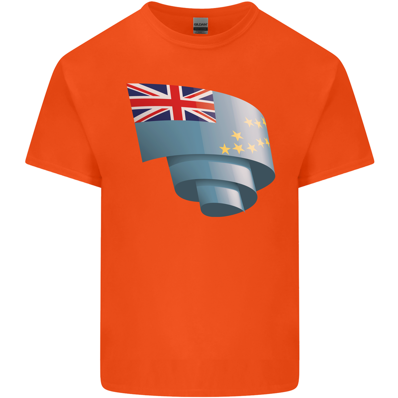 Curled Tuvalu Flag Tuvaluan Day Football Mens Cotton T-Shirt Tee Top Orange