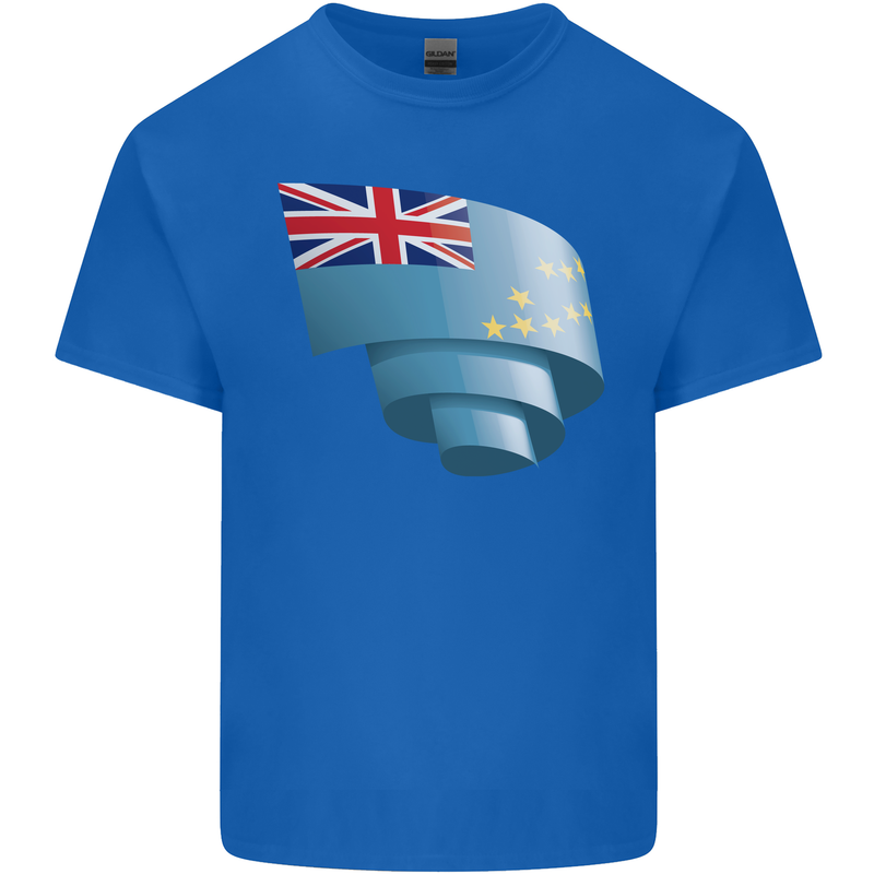 Curled Tuvalu Flag Tuvaluan Day Football Mens Cotton T-Shirt Tee Top Royal Blue