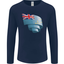 Curled Tuvalu Flag Tuvaluan Day Football Mens Long Sleeve T-Shirt Navy Blue