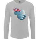 Curled Tuvalu Flag Tuvaluan Day Football Mens Long Sleeve T-Shirt Sports Grey