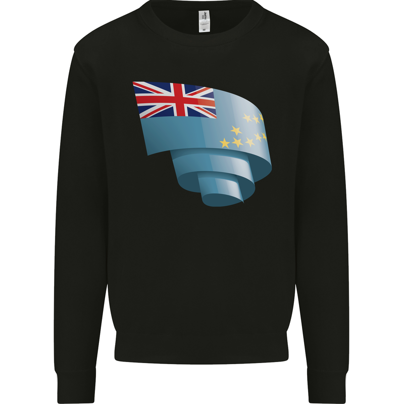 Curled Tuvalu Flag Tuvaluan Day Football Mens Sweatshirt Jumper Black