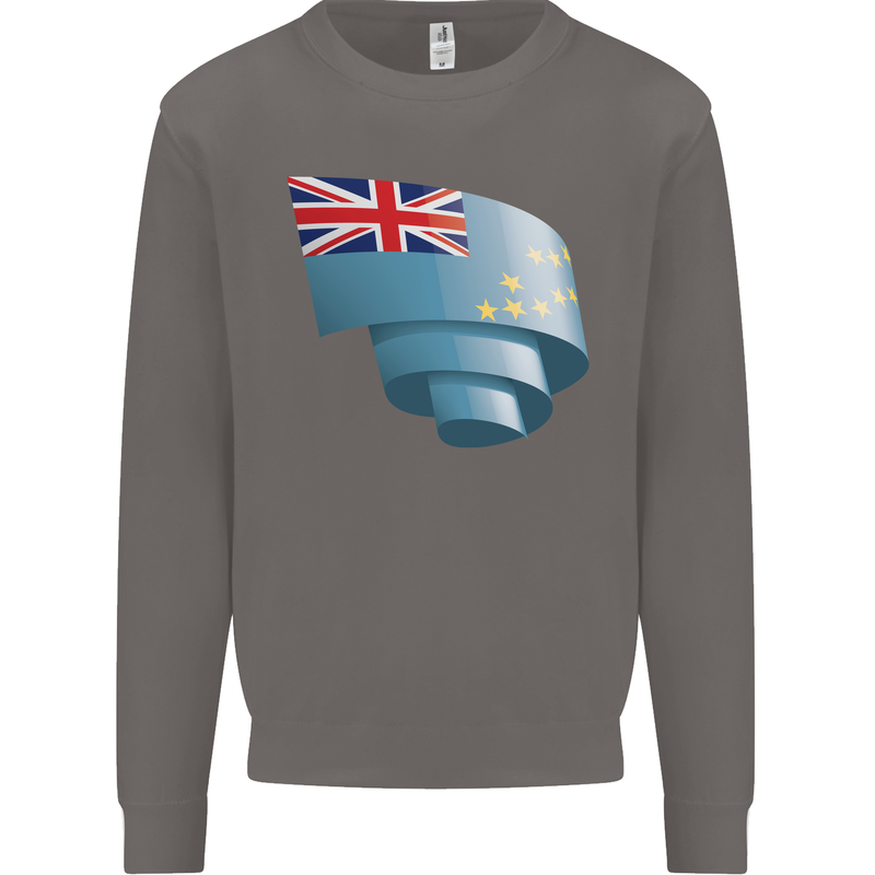 Curled Tuvalu Flag Tuvaluan Day Football Mens Sweatshirt Jumper Charcoal