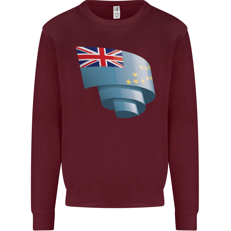 Curled Tuvalu Flag Tuvaluan Day Football Mens Sweatshirt Jumper Maroon