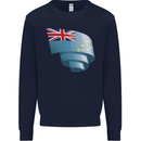 Curled Tuvalu Flag Tuvaluan Day Football Mens Sweatshirt Jumper Navy Blue