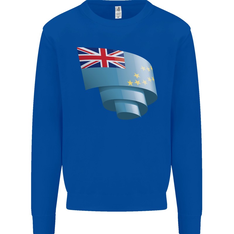 Curled Tuvalu Flag Tuvaluan Day Football Mens Sweatshirt Jumper Royal Blue