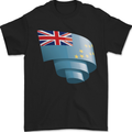 Curled Tuvalu Flag Tuvaluan Day Football Mens T-Shirt 100% Cotton Black