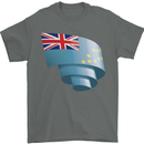 Curled Tuvalu Flag Tuvaluan Day Football Mens T-Shirt 100% Cotton Charcoal