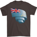 Curled Tuvalu Flag Tuvaluan Day Football Mens T-Shirt 100% Cotton Dark Chocolate