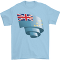 Curled Tuvalu Flag Tuvaluan Day Football Mens T-Shirt 100% Cotton Light Blue