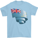 Curled Tuvalu Flag Tuvaluan Day Football Mens T-Shirt 100% Cotton Light Blue