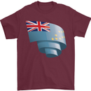 Curled Tuvalu Flag Tuvaluan Day Football Mens T-Shirt 100% Cotton Maroon