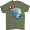 Curled Tuvalu Flag Tuvaluan Day Football Mens T-Shirt 100% Cotton Military Green