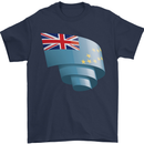Curled Tuvalu Flag Tuvaluan Day Football Mens T-Shirt 100% Cotton Navy Blue