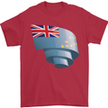 Curled Tuvalu Flag Tuvaluan Day Football Mens T-Shirt 100% Cotton Red