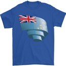 Curled Tuvalu Flag Tuvaluan Day Football Mens T-Shirt 100% Cotton Royal Blue