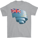 Curled Tuvalu Flag Tuvaluan Day Football Mens T-Shirt 100% Cotton Sports Grey