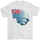 Curled Tuvalu Flag Tuvaluan Day Football Mens T-Shirt 100% Cotton White