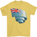 Curled Tuvalu Flag Tuvaluan Day Football Mens T-Shirt 100% Cotton Yellow
