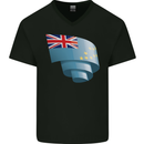 Curled Tuvalu Flag Tuvaluan Day Football Mens V-Neck Cotton T-Shirt Black
