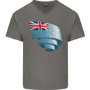 Curled Tuvalu Flag Tuvaluan Day Football Mens V-Neck Cotton T-Shirt Charcoal